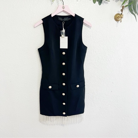 NWT Anthropologie Endless Rose Beaded Fringe Mini Dress - Picture 5 of 13